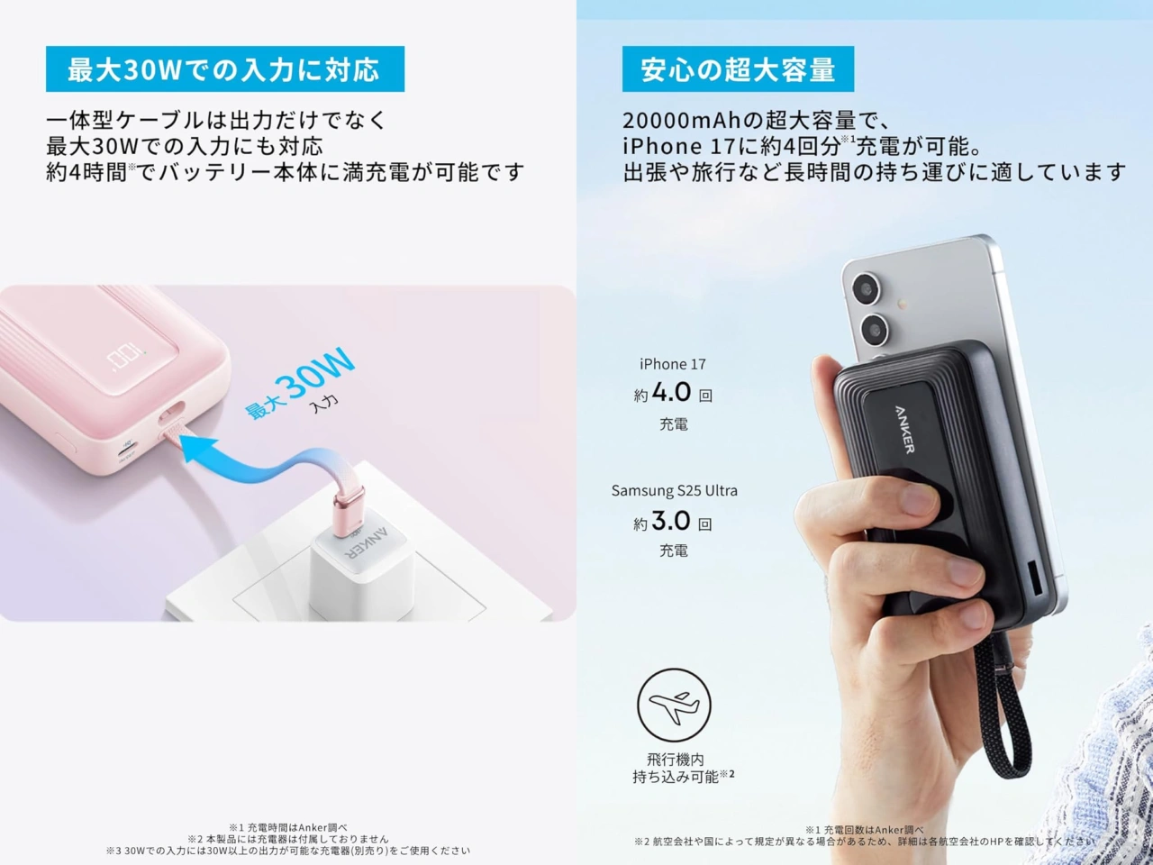 Anker Zolo Power Bank (20000mAh, 45W, Built-In USB-Cケーブル)と