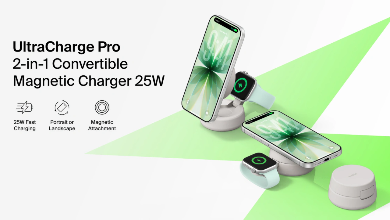 Belkin UltraCharge Pro 2-in-1変形式マグネット充電器25W