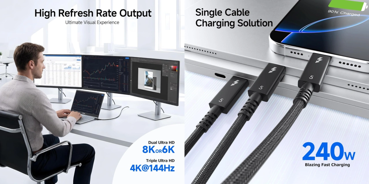 Cable Matters 80Gbps Active Thunderbolt 5 Cable