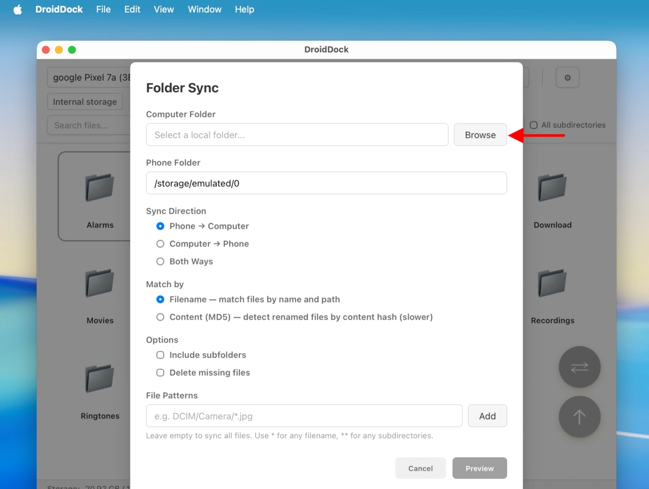 DroidDockファイル同期