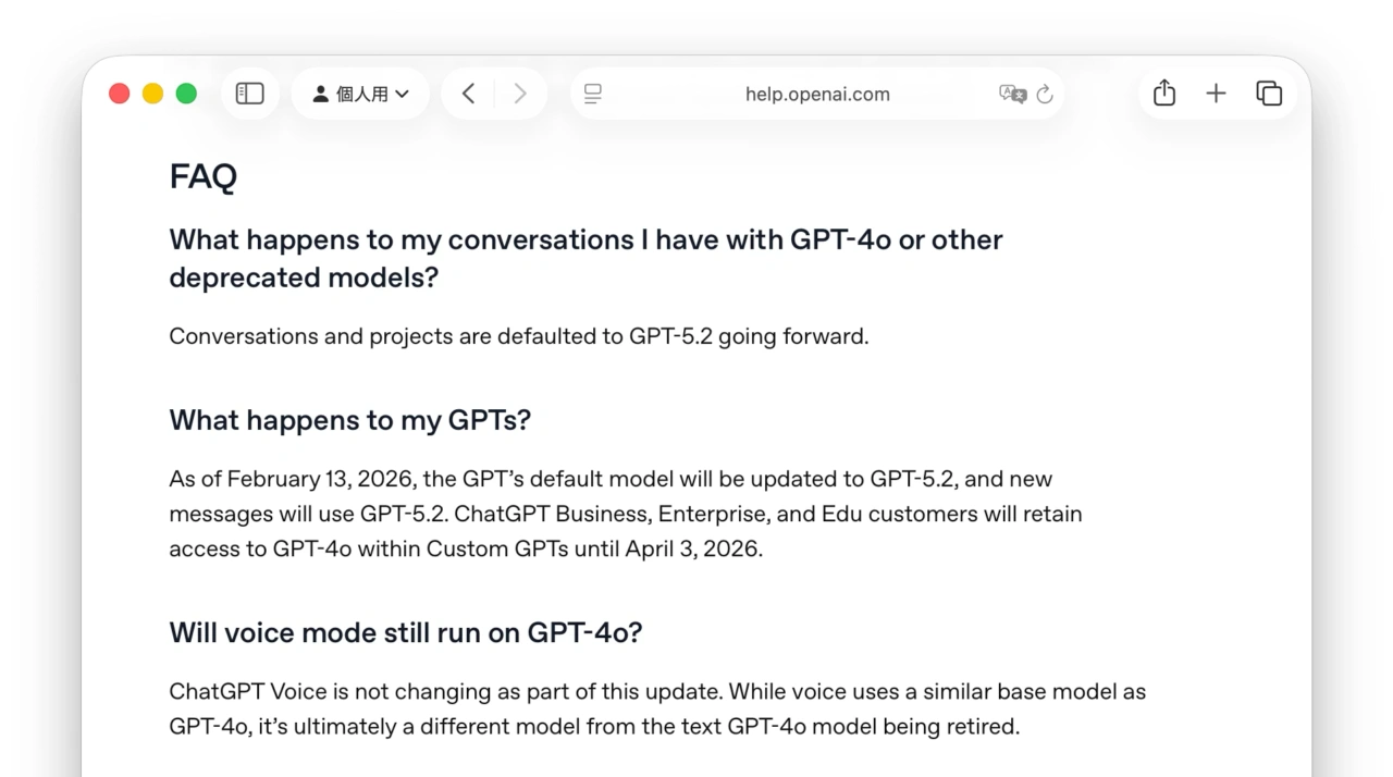 Retiring GPT-4o and other ChatGPT models