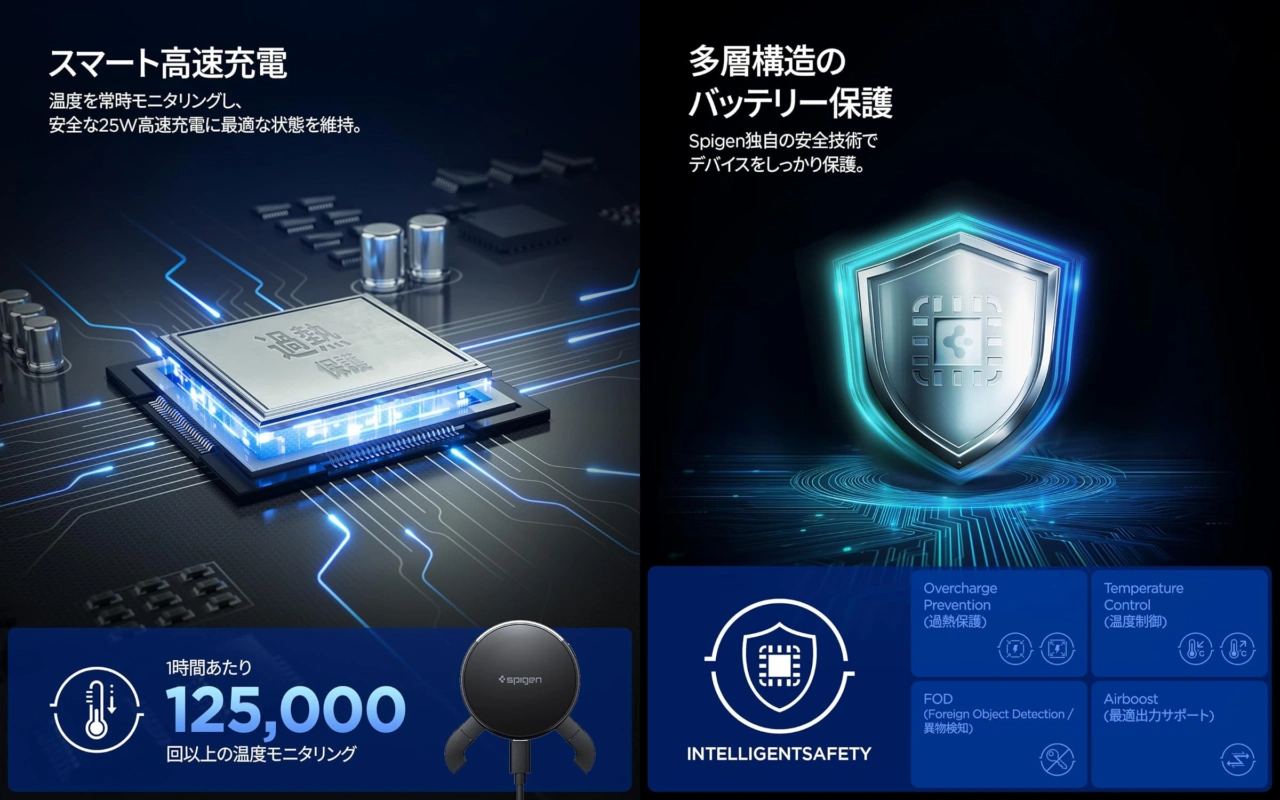 Spigen Essential CryoMax Qi2.2 25W車載充電器