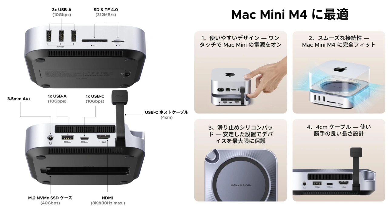 Ugreen 40Gbps Mac mini M4 Dock & Stand