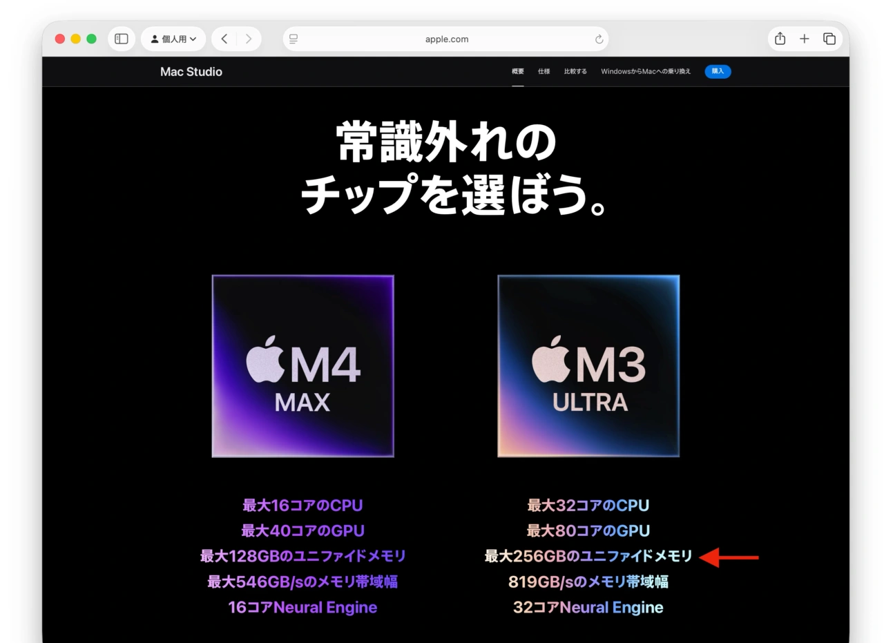 Mac Studio (2025)のオプション