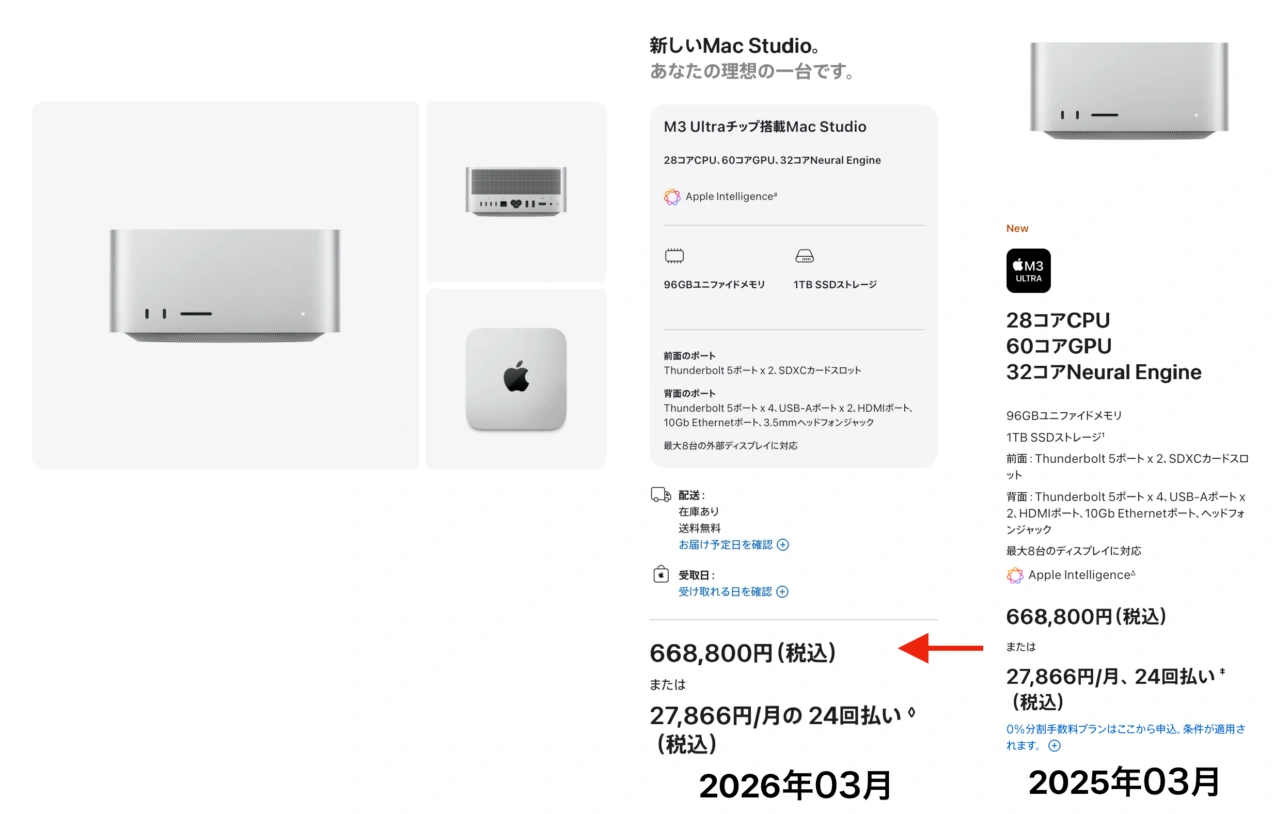 Mac Studio (2025)のオプション