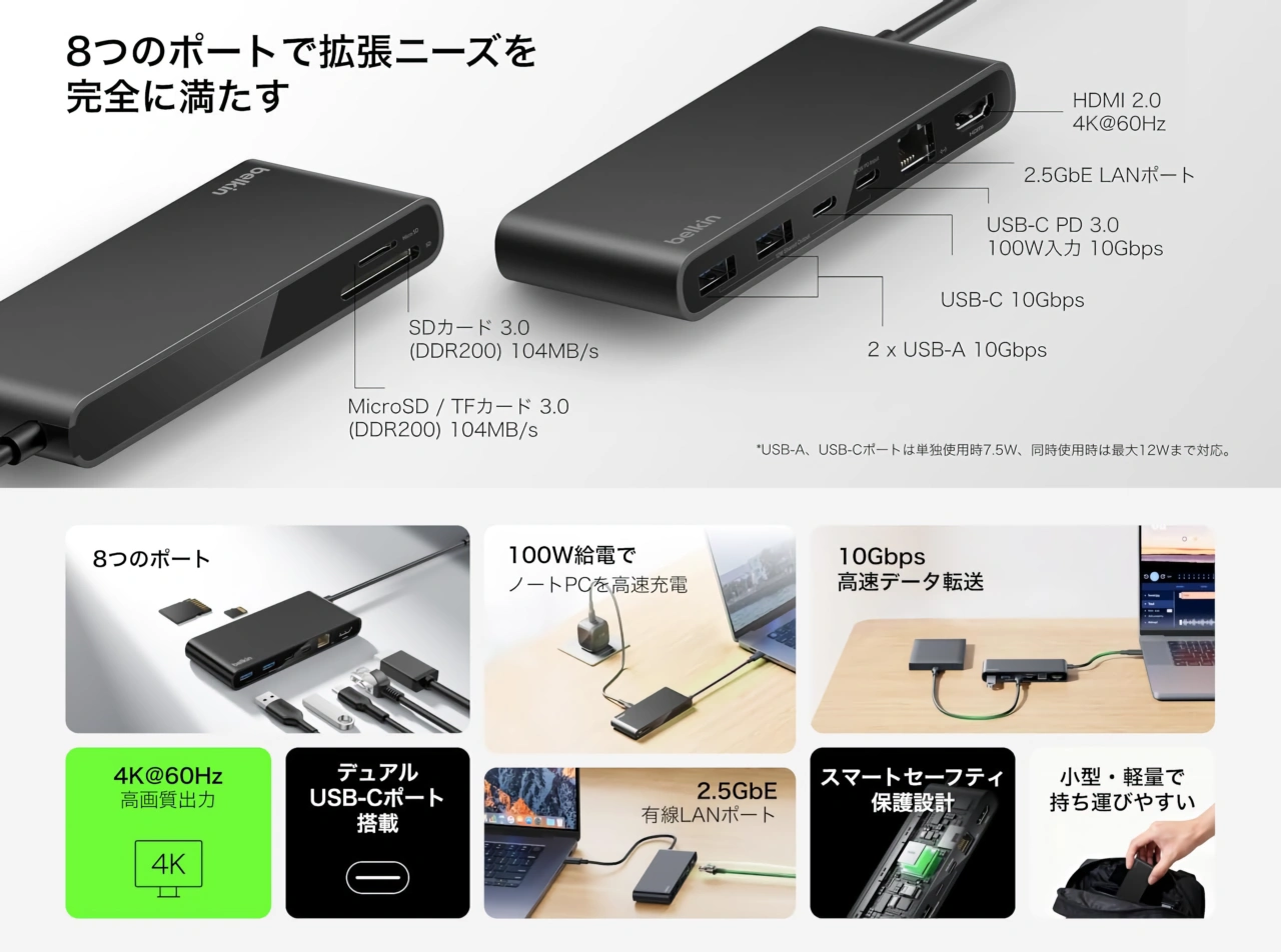Belkin Connect 8-Port USB-C Hub with 2.5Gb Ethernet