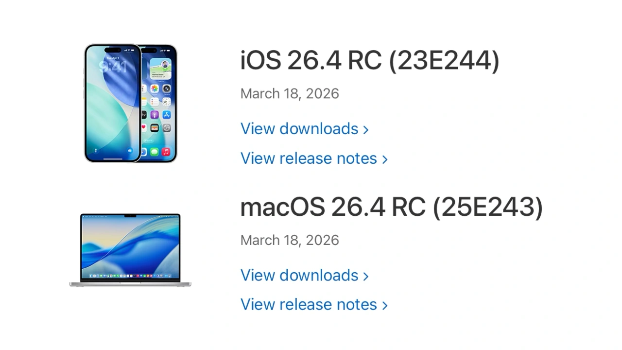 iOS 26.4とmacOS 26.4のRC版