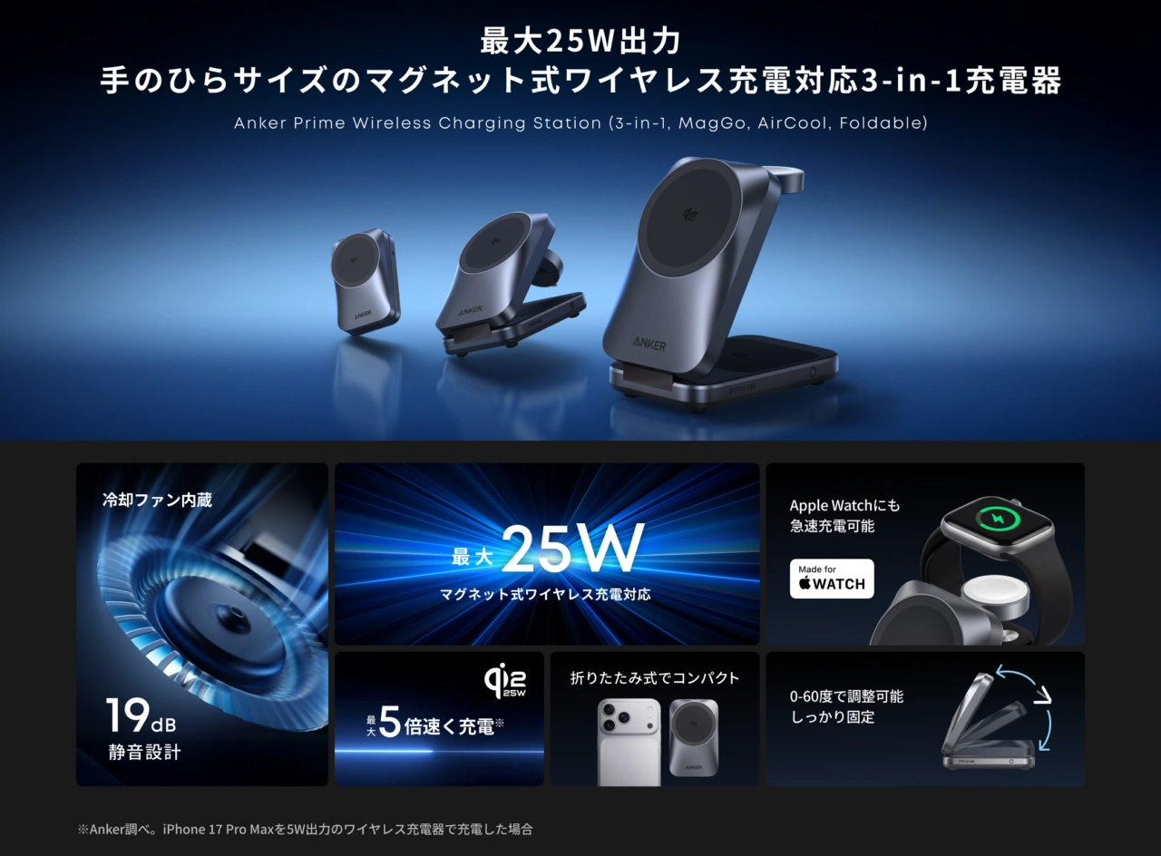 Anker Prime Wireless Charging Station (3-in-1, MagGo, AirCool, Foldable)