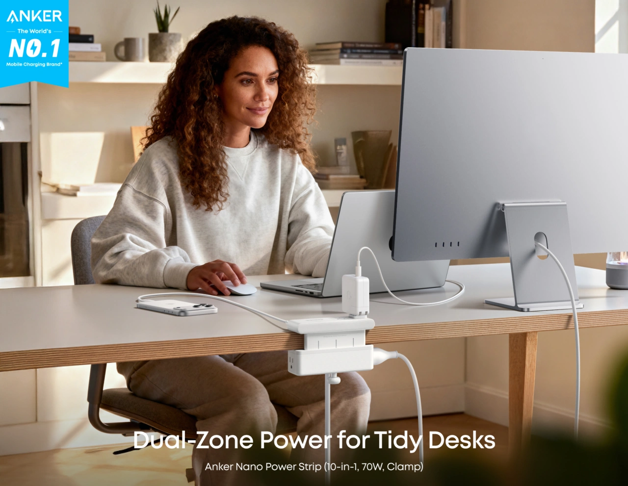 Anker Nano Power Strip (10-in-1, 70W, Clamp)