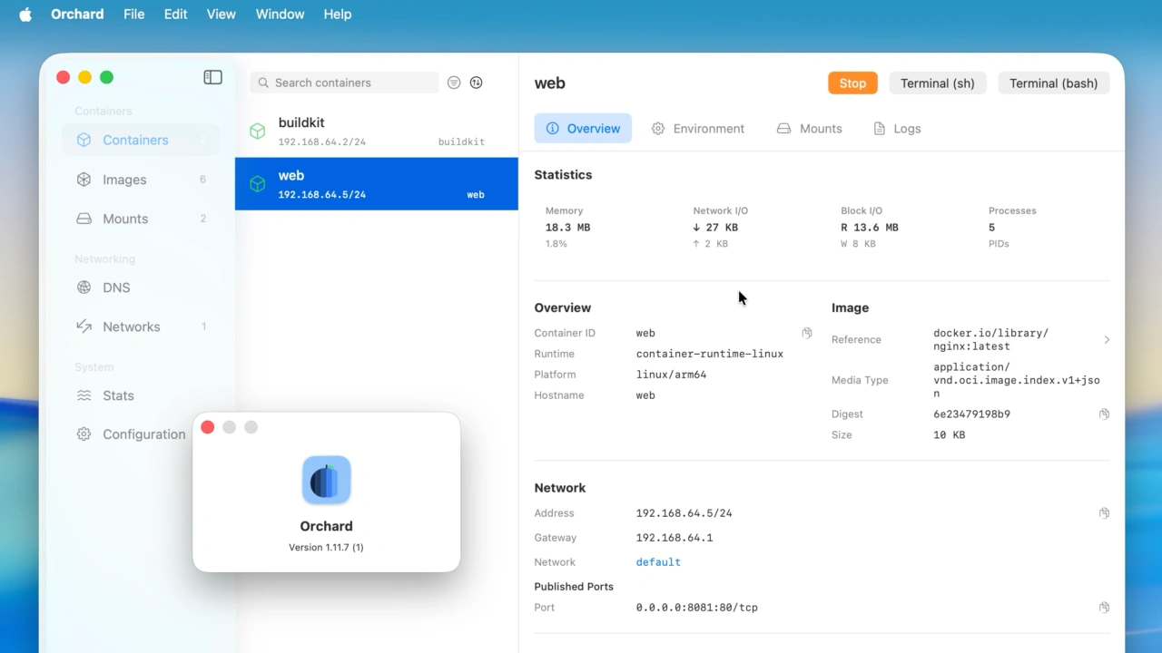 Orchard for container