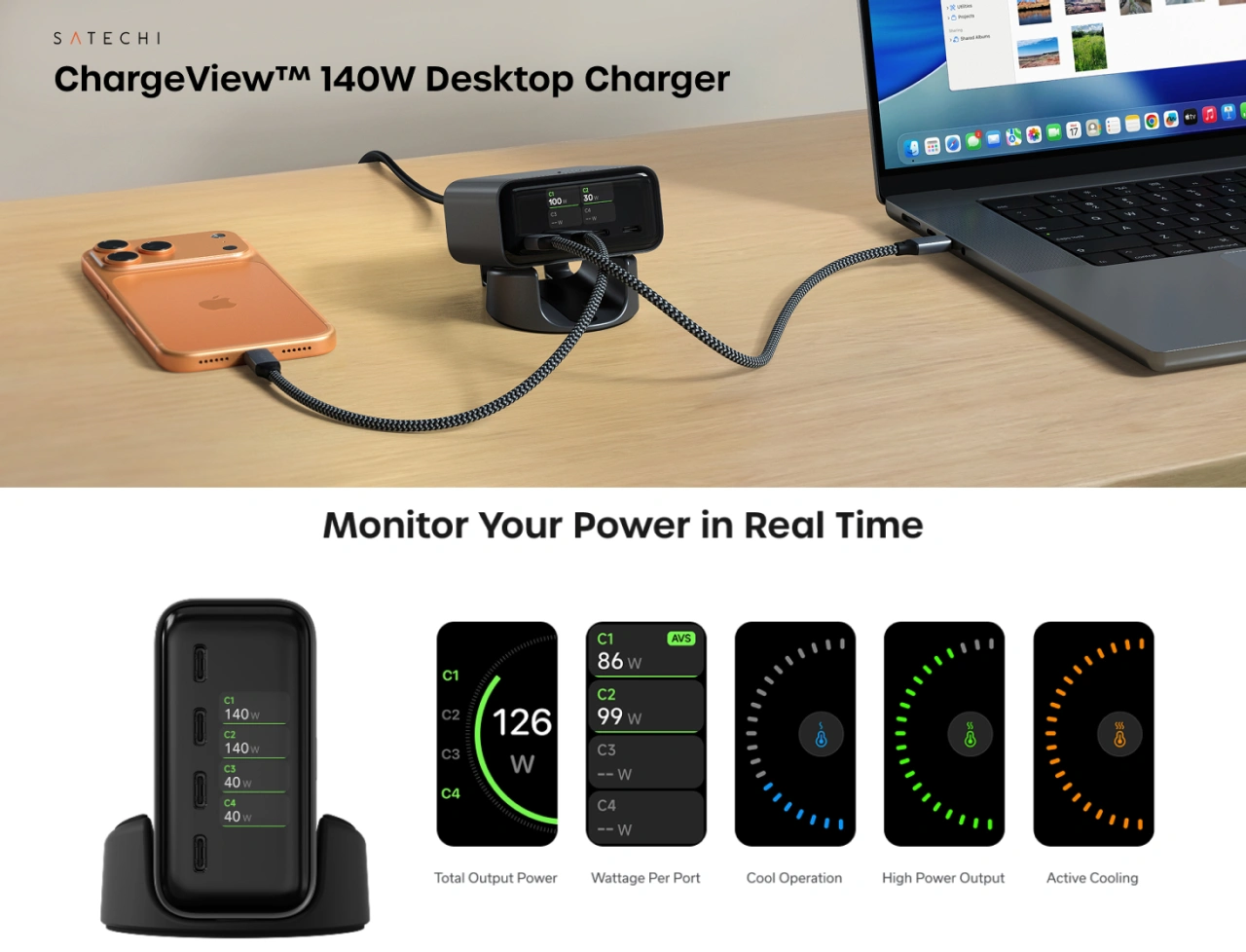 Satechi ChargeView™ 140W Desktop Charger