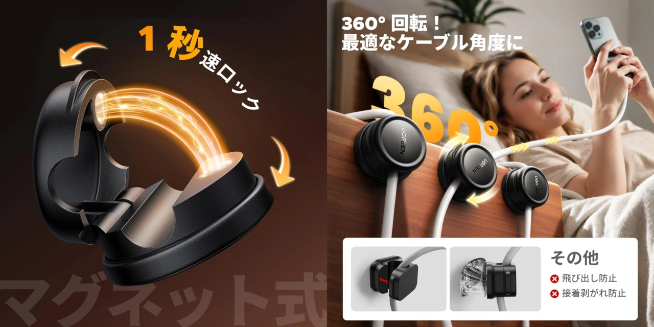 Ugreen 360 rotatable magnetic cable organizer