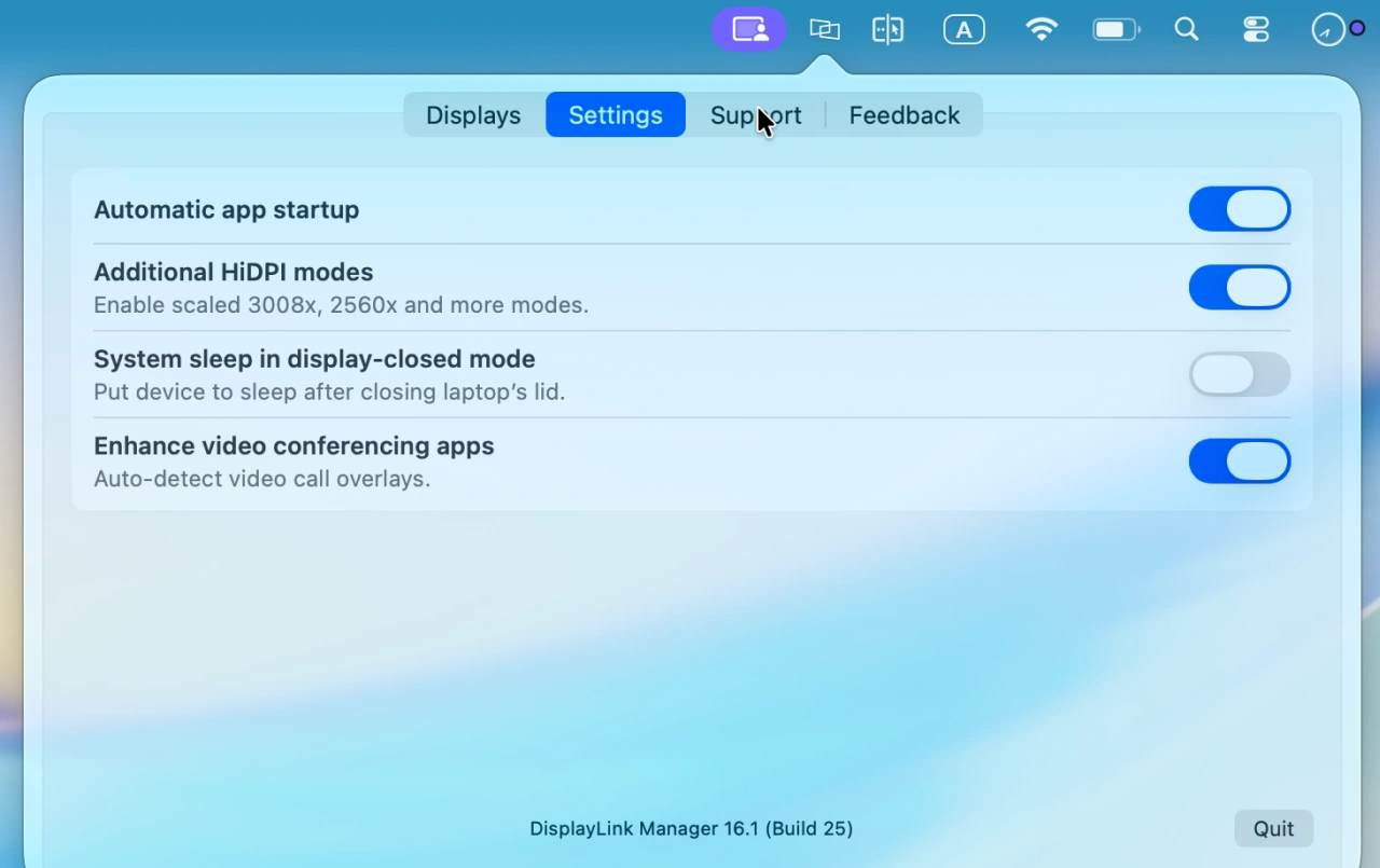 DisplayLink Manager macOS v16.1 update