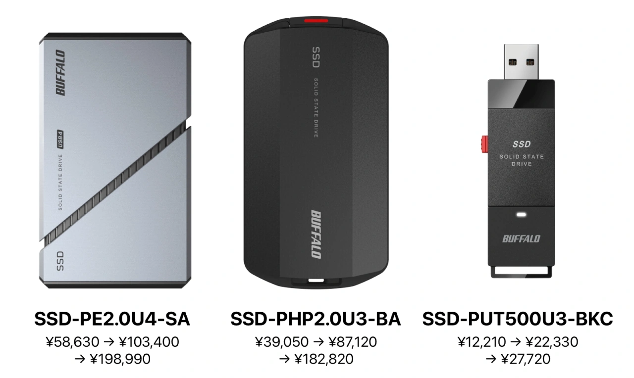 バッファローのSSD製品