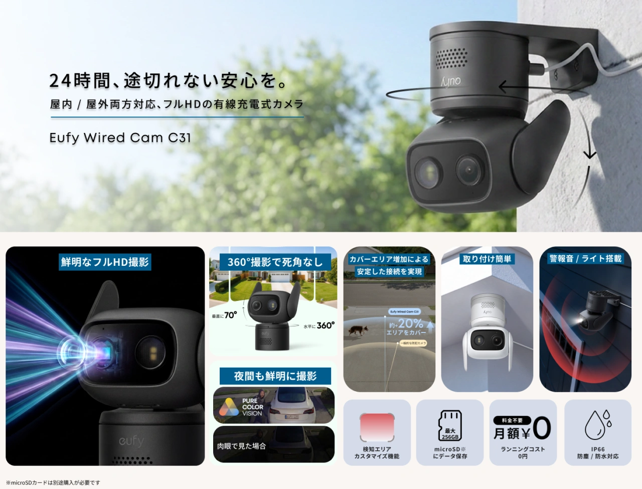 Anker Eufy Wired Cam C31 ブラック/Kit