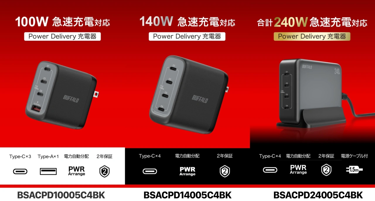 バッファローのUSB急速充電器