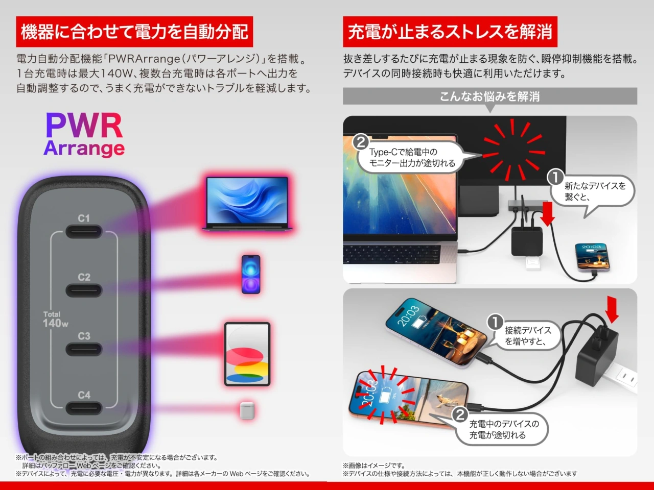 電力自動分配機能と瞬停抑制機能