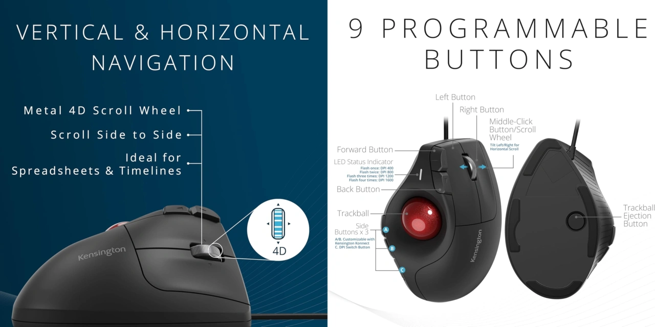Pro Fit™ Ergo TB675 Vertical Trackballs