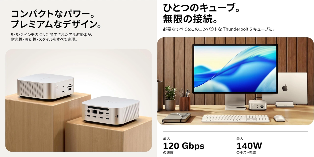 Thunderbolt 5 CubeDock™ ドッキングステーション