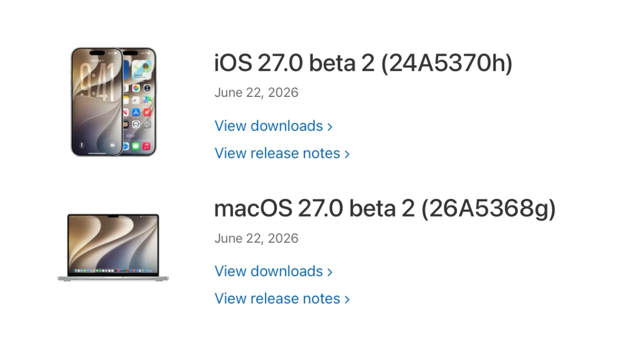 macOS 27 Golden Gate and iOS 27 Beta 2