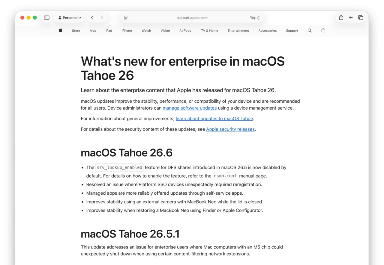 What's new for enterprise in macOS Tahoe 26