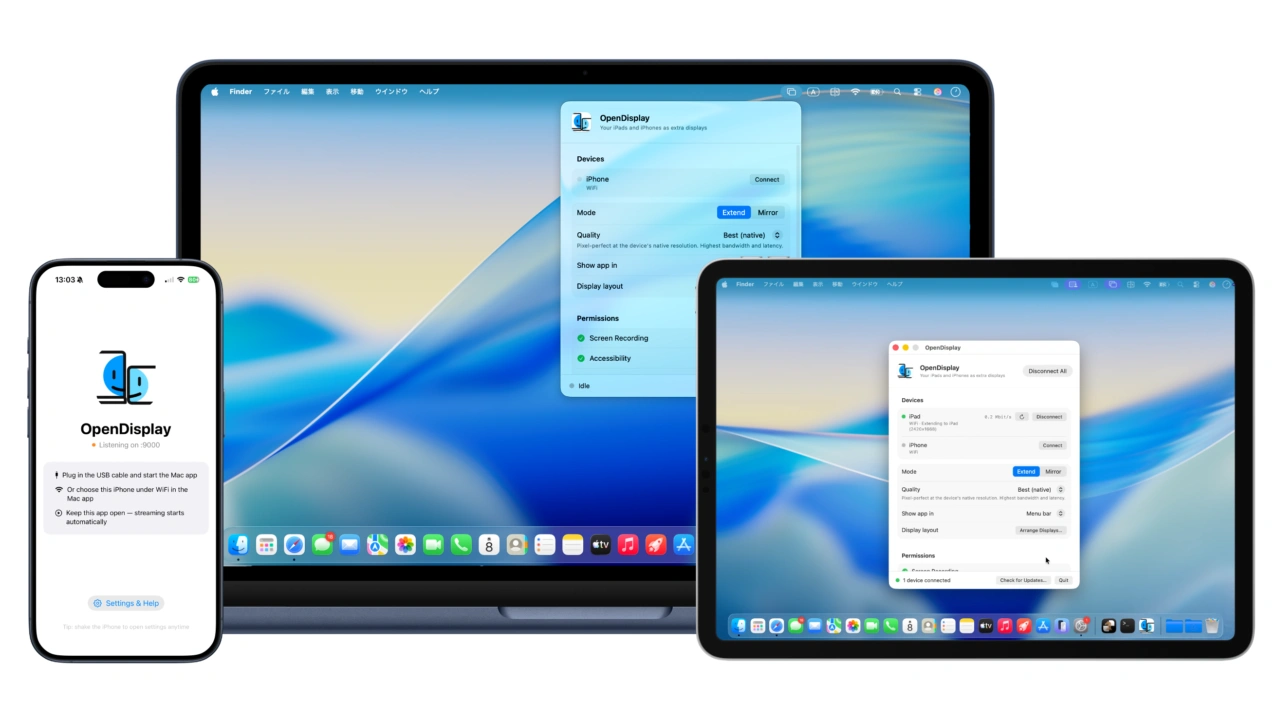 OpenDisplay. A free, open-source alternative to Apple Sidecar