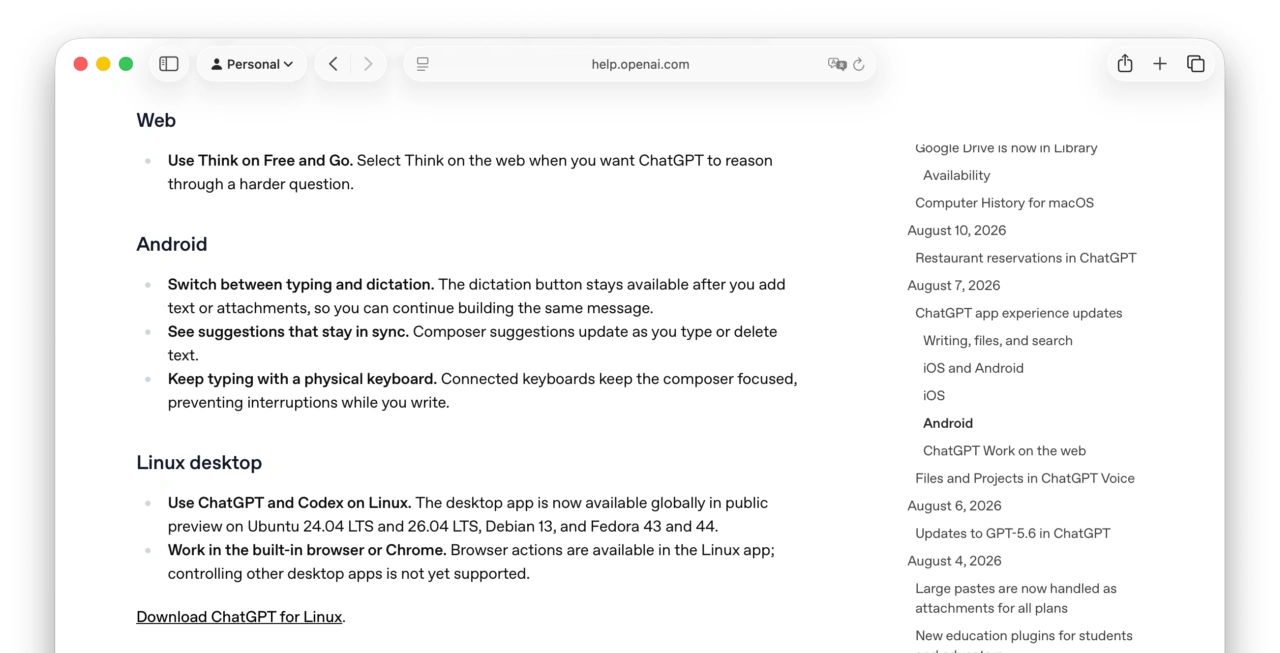OpenAI ChatGPT Desktop App for Linux