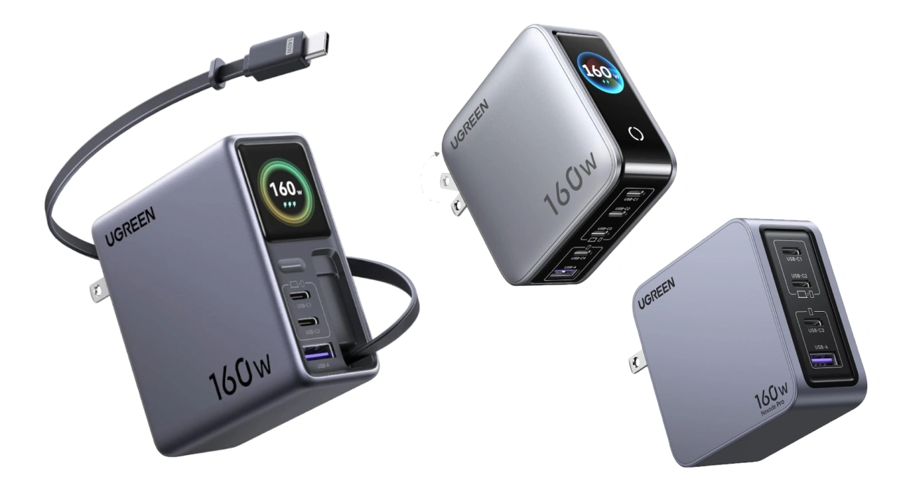 UGREEN Nexode Pro 160W充電器 巻き取り式ケーブル付き