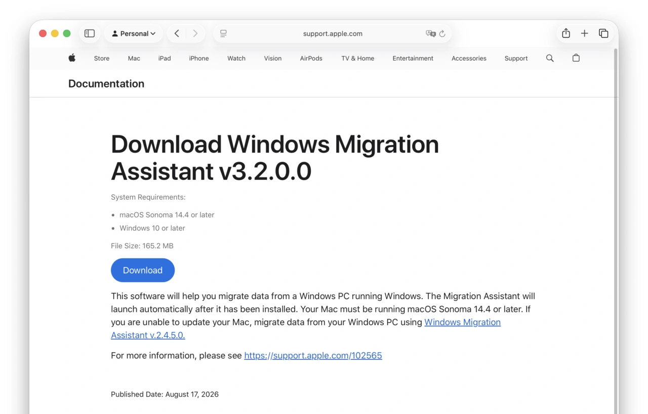 移行アシスタント v3.2.0.0