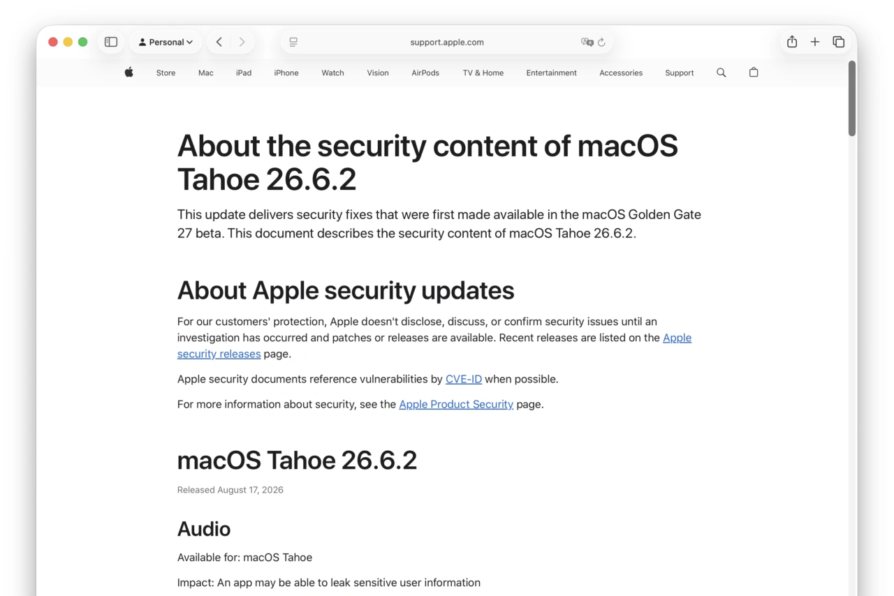 macOS Tahoe 26.6.2