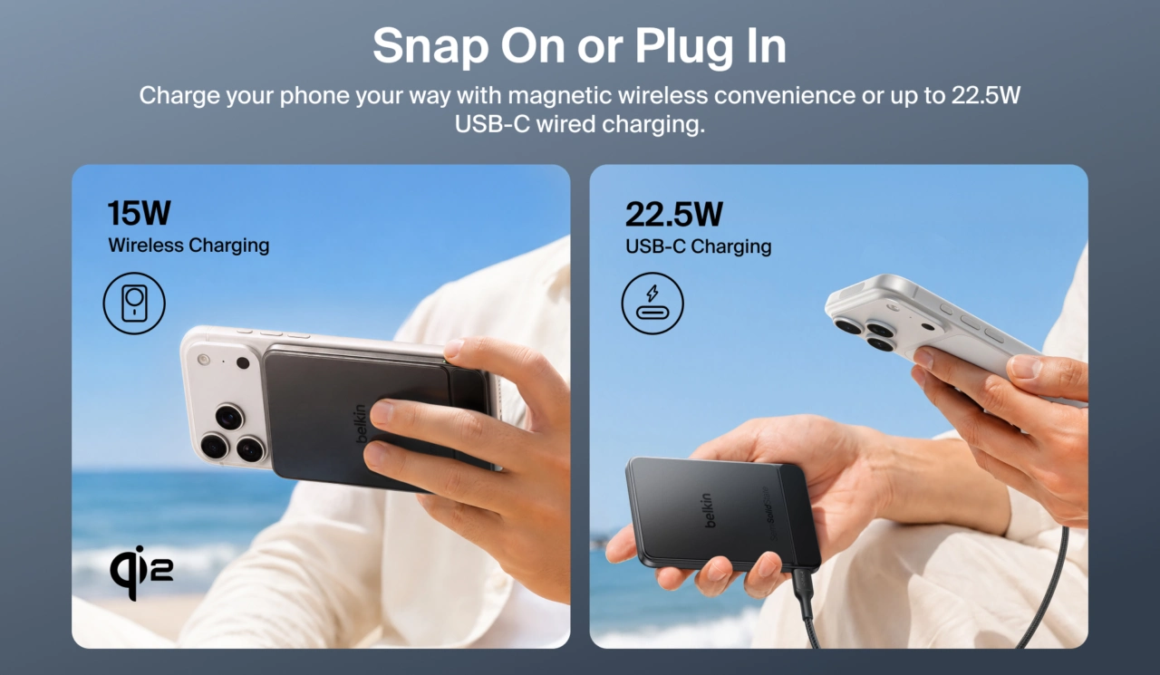 UltraCharge Pro Slim Magnetic Power Bank with BoostSolid Cell