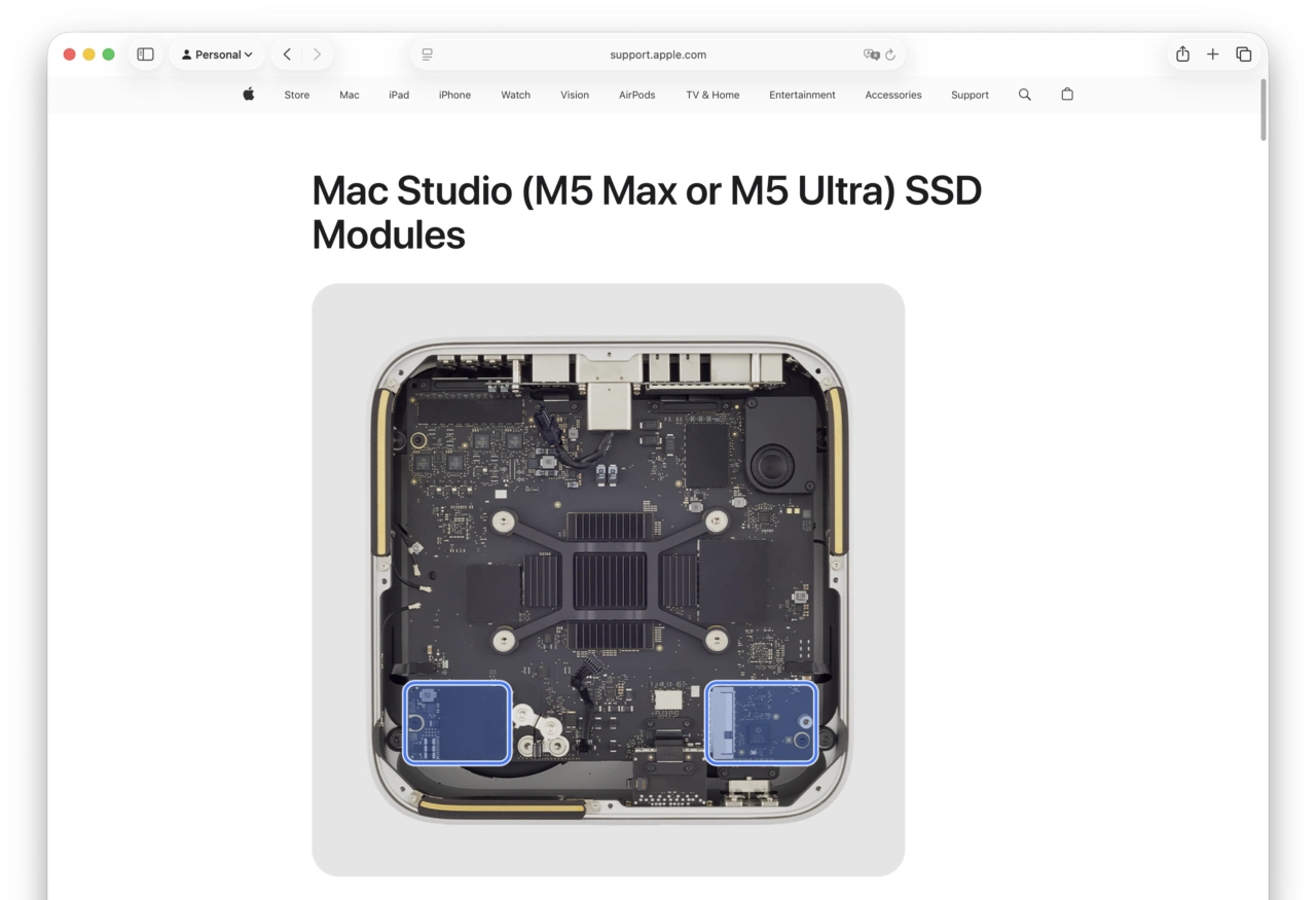 Mac Studio (M5 Max or M5 Ultra) SSD Modules