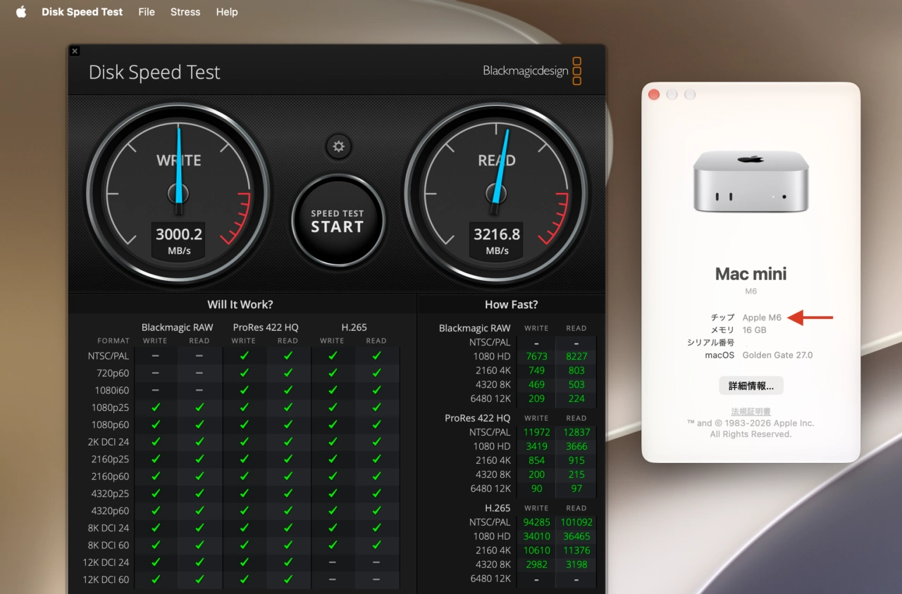 Mac mini (M6)の256GB SSDモデル
