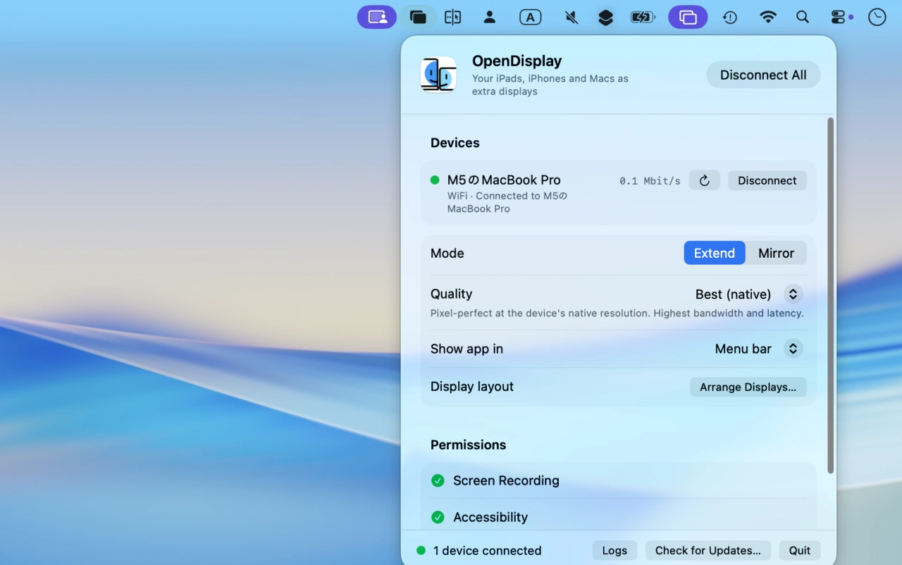 ホストMacでOpenDisplayをセットアップ