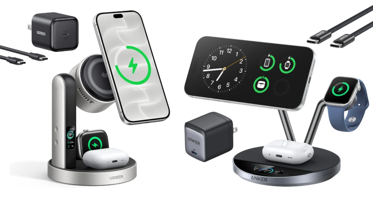 UGREEN Magflow Pro ワイヤレス充電ステーションとAnker Prime Wireless Charging Station (3-in-1, MagGo, AirCool, Dock Stand)