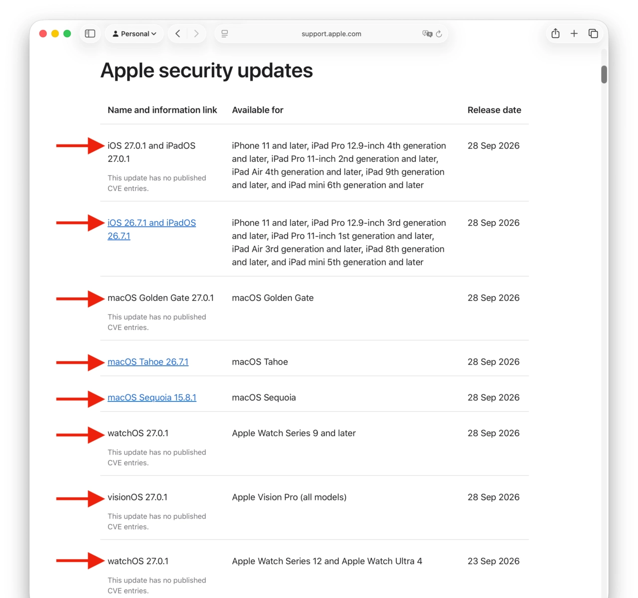 Apple security releases