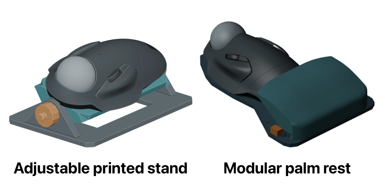 Adjustable printed standとModular palm rest