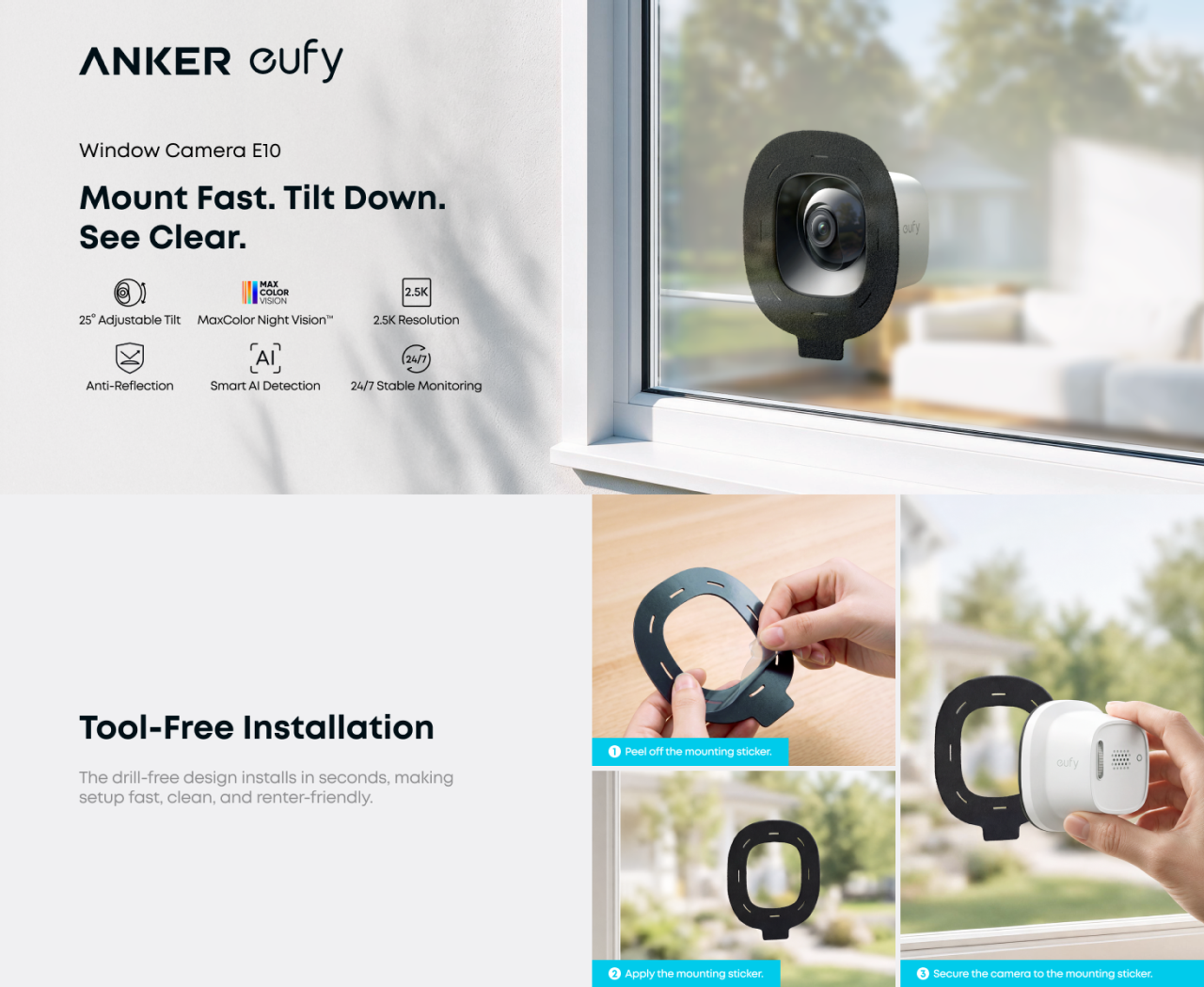 eufy Security 2.5K Window Cam E10