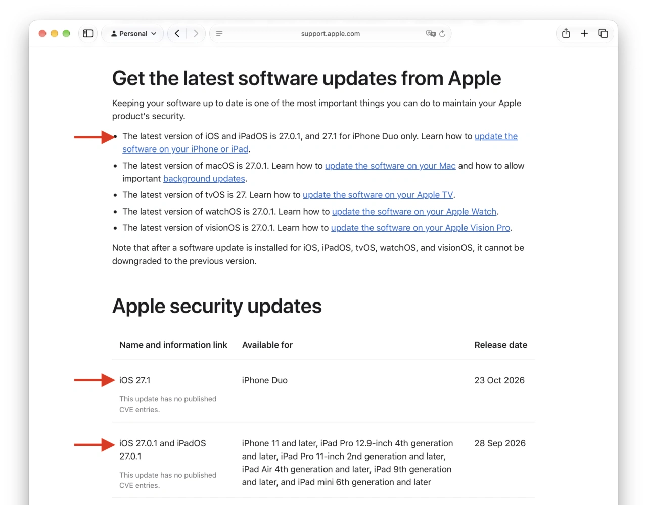 Apple security updates