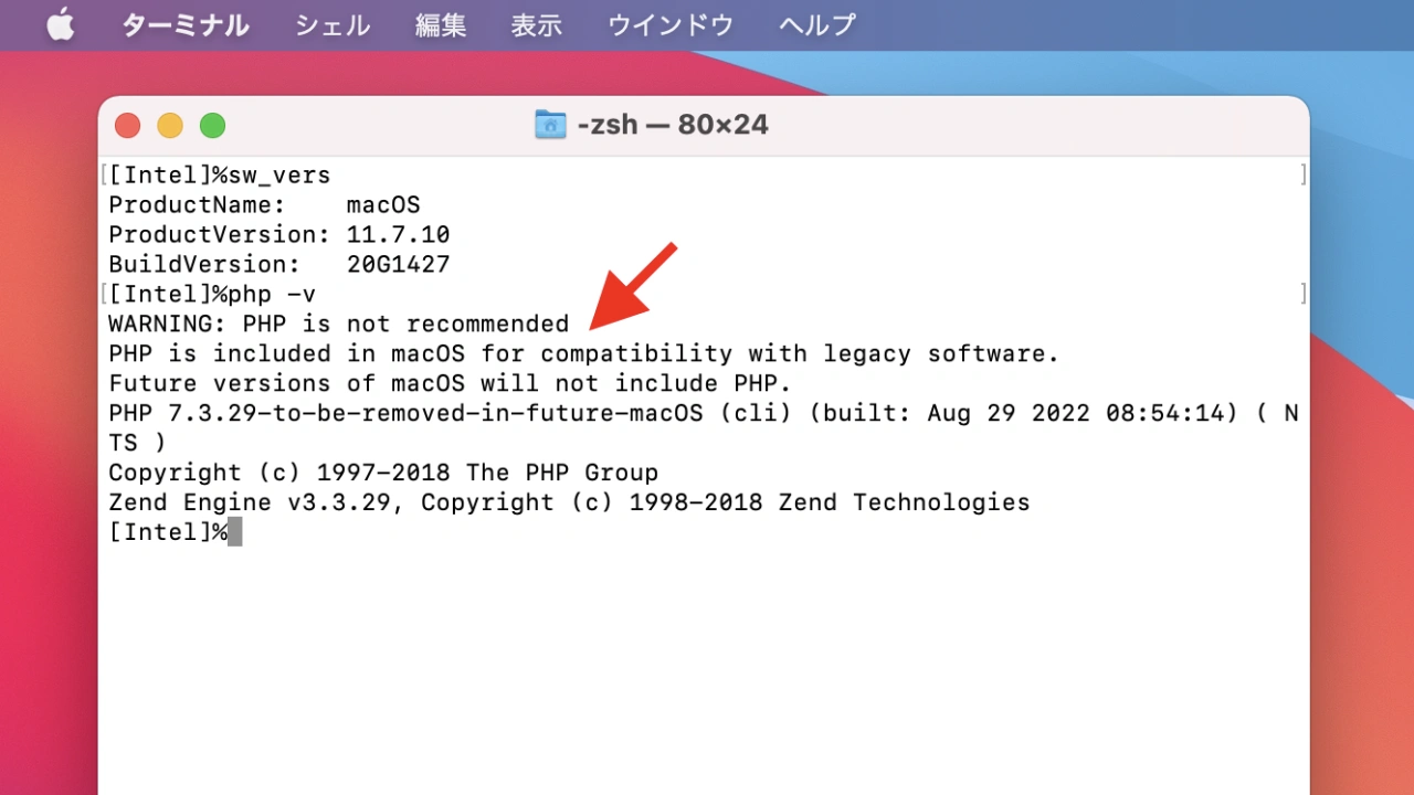 macOS 11 Big SurのPHP2Shell