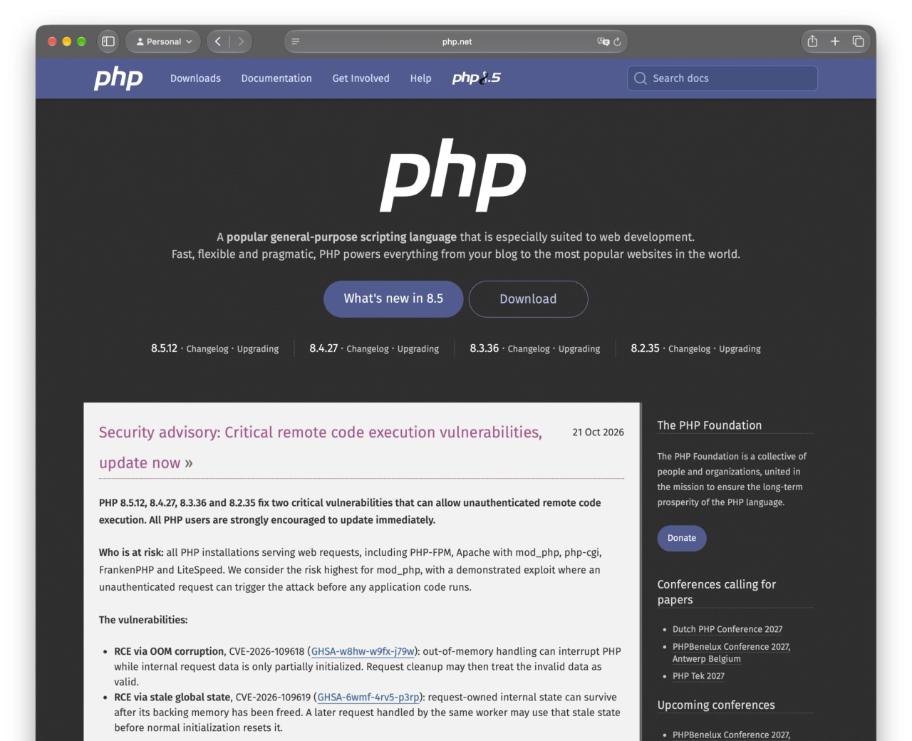 PHP2Shell (CVE-2026-109618、CVE-2026-109619)